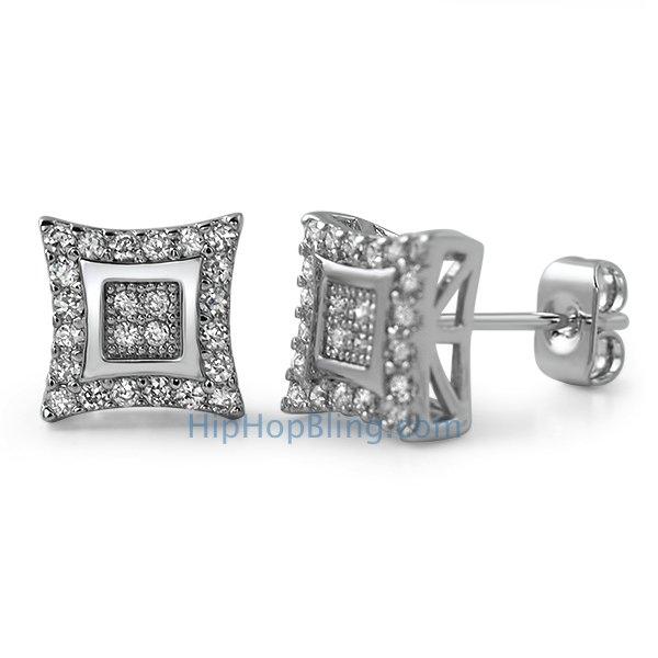 Double Kite M CZ Micro Pave Bling Earrings