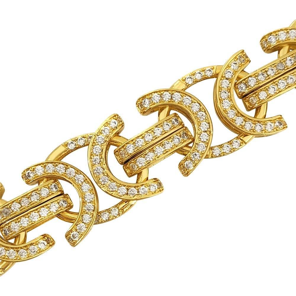 Flat Byzantine CZ Bling Bling Gold Hip Hop Bracelet