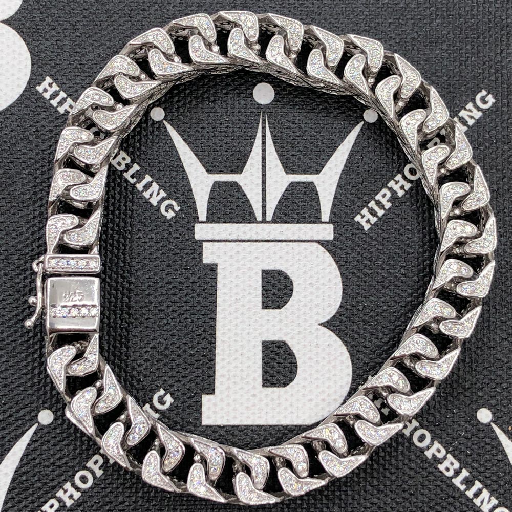 Franco Moissanite Bracelet Iced Out 8MM .925 Sterling Silver