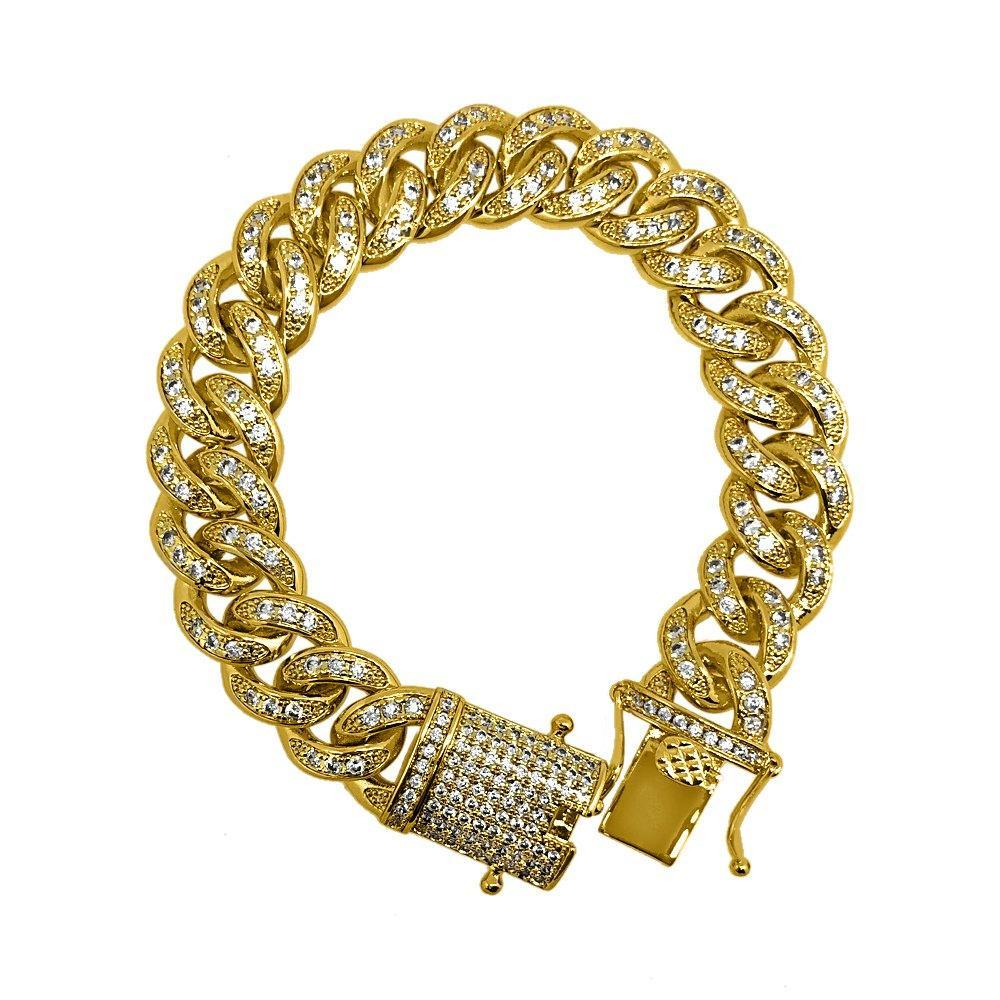 Iced Out Cuban Link Bracelet- Silver – Marianela's Exclusive Shop