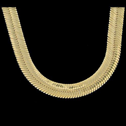 Mann Gold Herringbone Chain Plated 11mm 20 Inch Necklace – HipHopBling