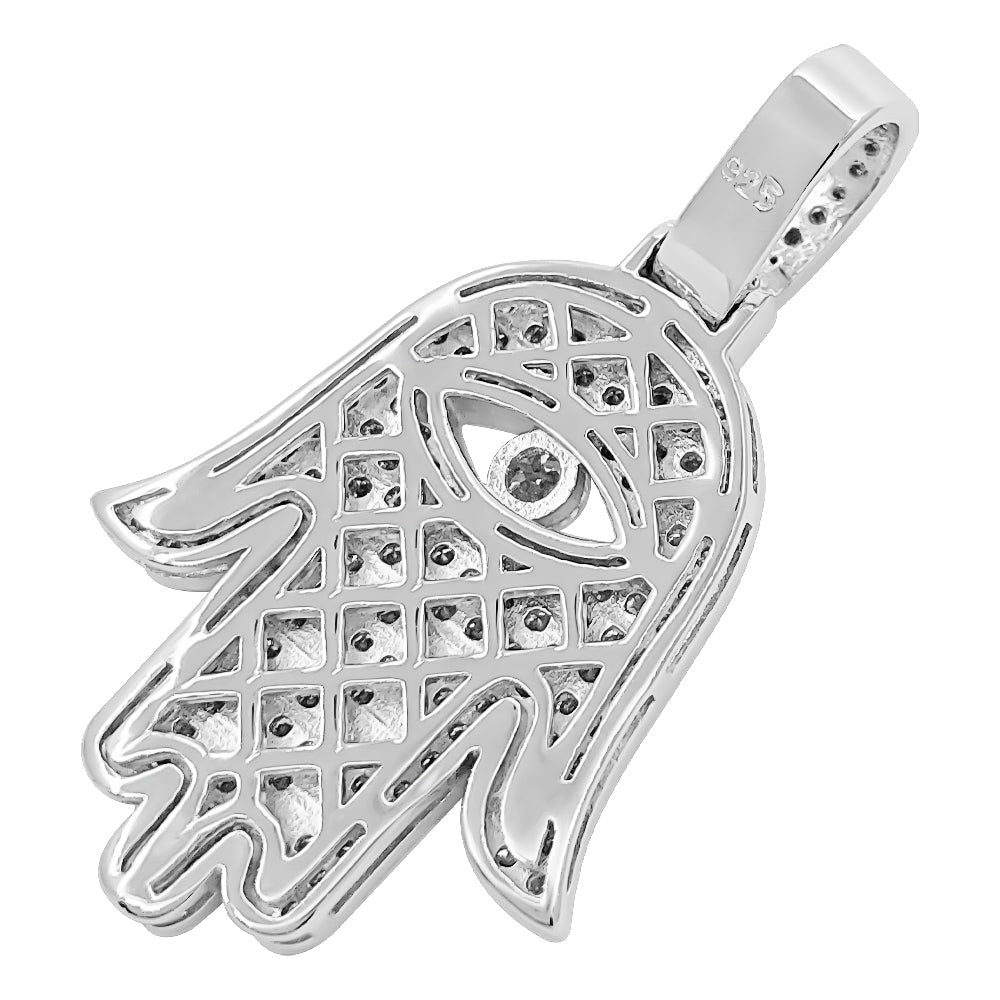 Hamsa VVS Moissanite Pendant .925 Sterling Silver