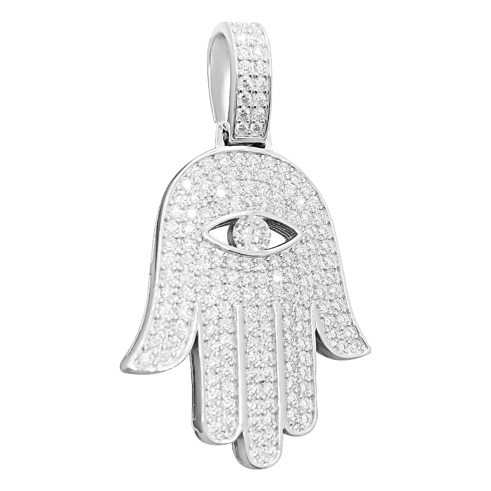 Hamsa VVS Moissanite Pendant .925 Sterling Silver