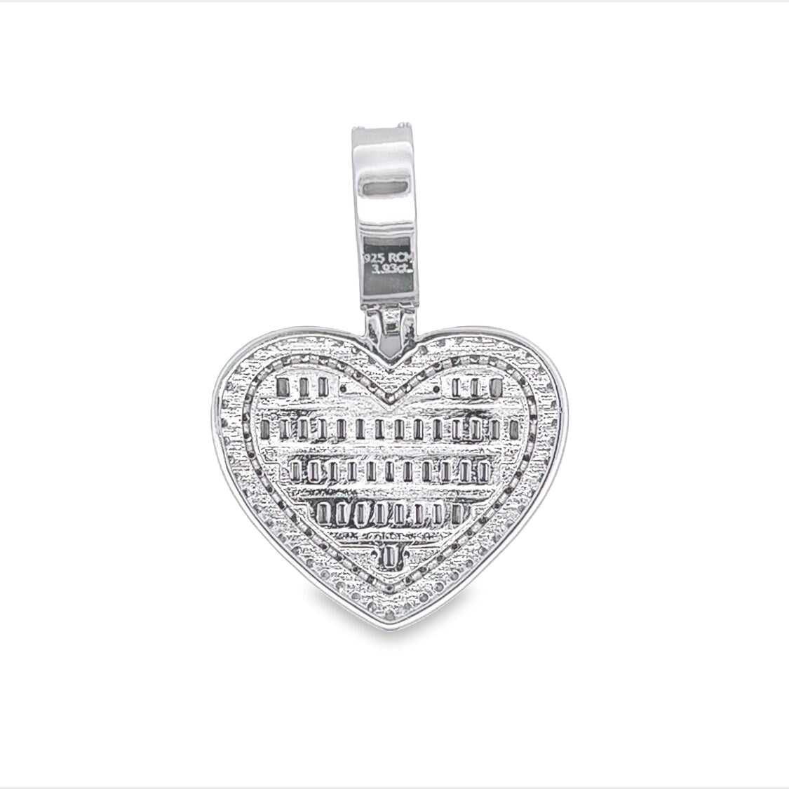 Heart Baguette VVS Moissanite Pendant .925 Sterling Silver