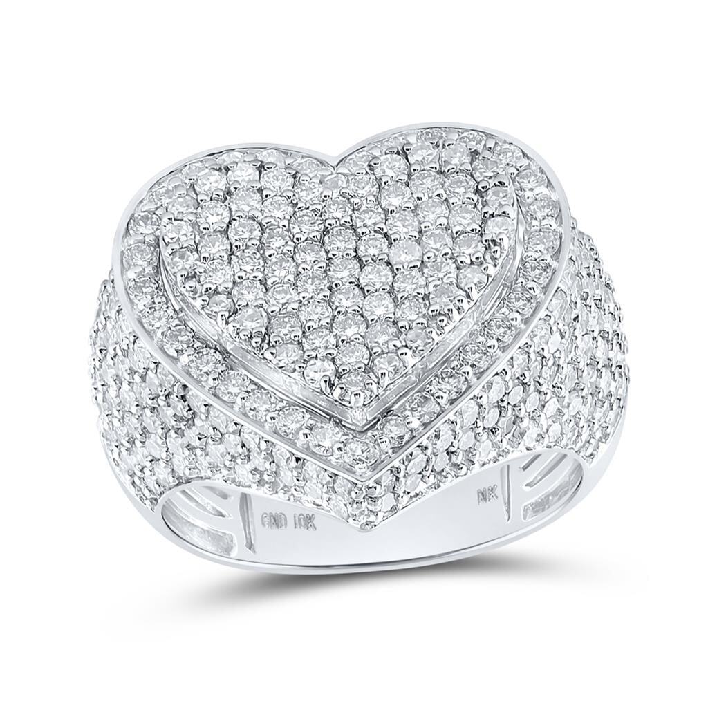 Heart Large Diamond Ring 3.00 Carats 10K Gold