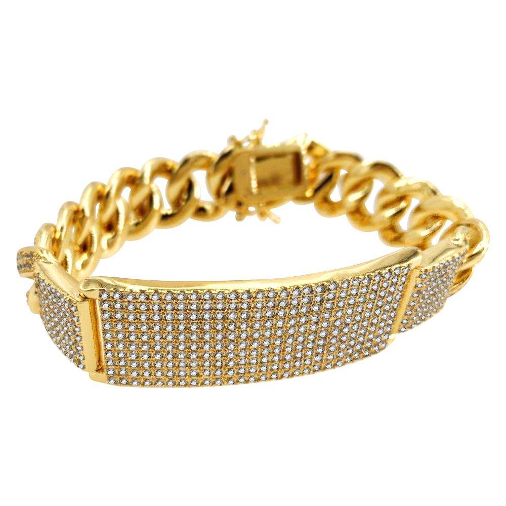 ID Cuban Bracelet Micro Pave Bling Gold Bracelet