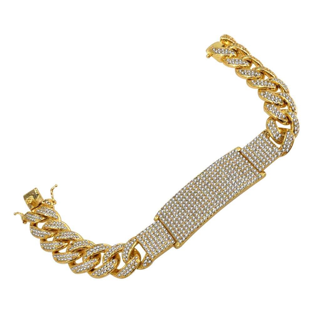 ID Cuban Bracelet Micro Pave Bling Gold Bracelet