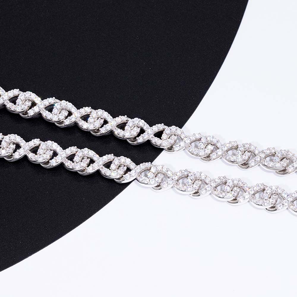 Infinity 10MM Moissanite Iced Out Chain .925 Sterling Silver
