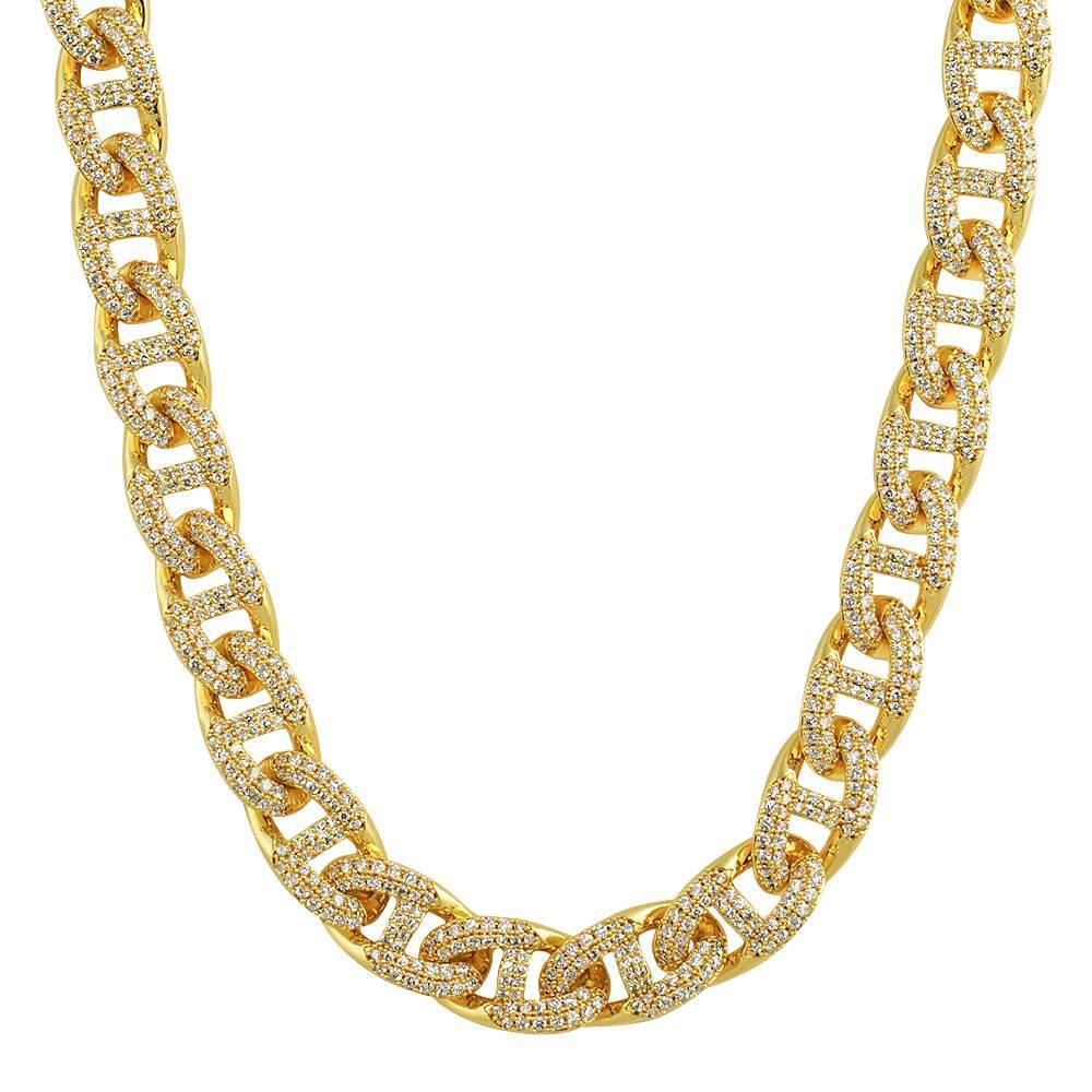 Ice Medley Cuban Bling Bling Chain 20mm White / Yellow Gold White Gold / 20