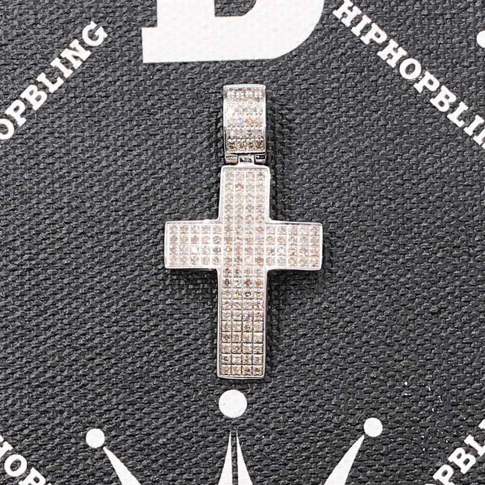 Mini Diamond Cross 1.40cttw Pendant Stainless Steel