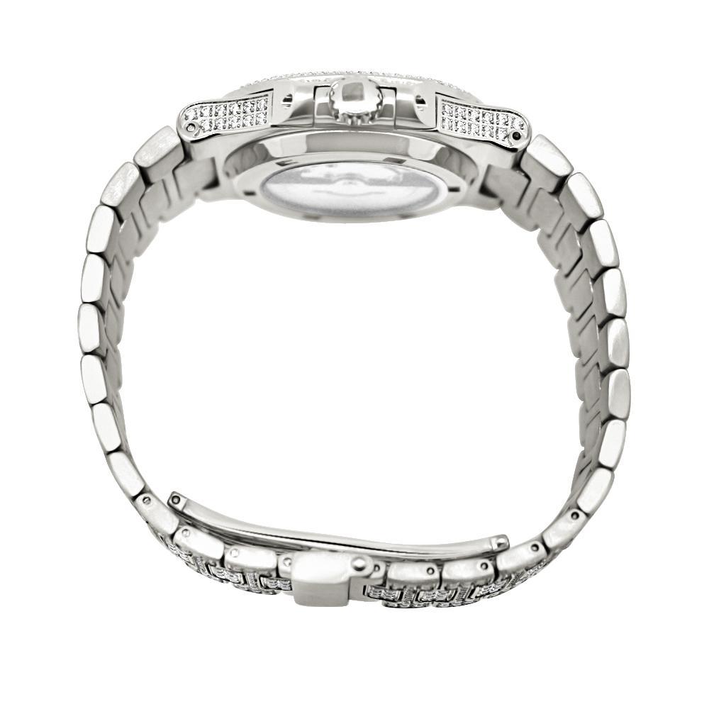 Modern CZ Stainless Steel Watch In White Gold