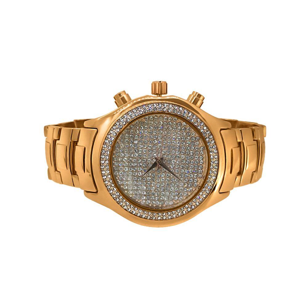 Rose Gold Circular Bling Bling Mens Watch