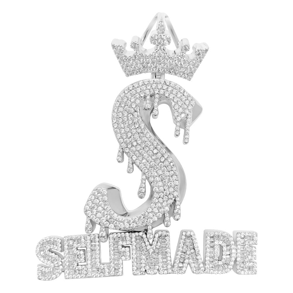 Self Made S Crown CZ Hip Hop Iced Out Pendant
