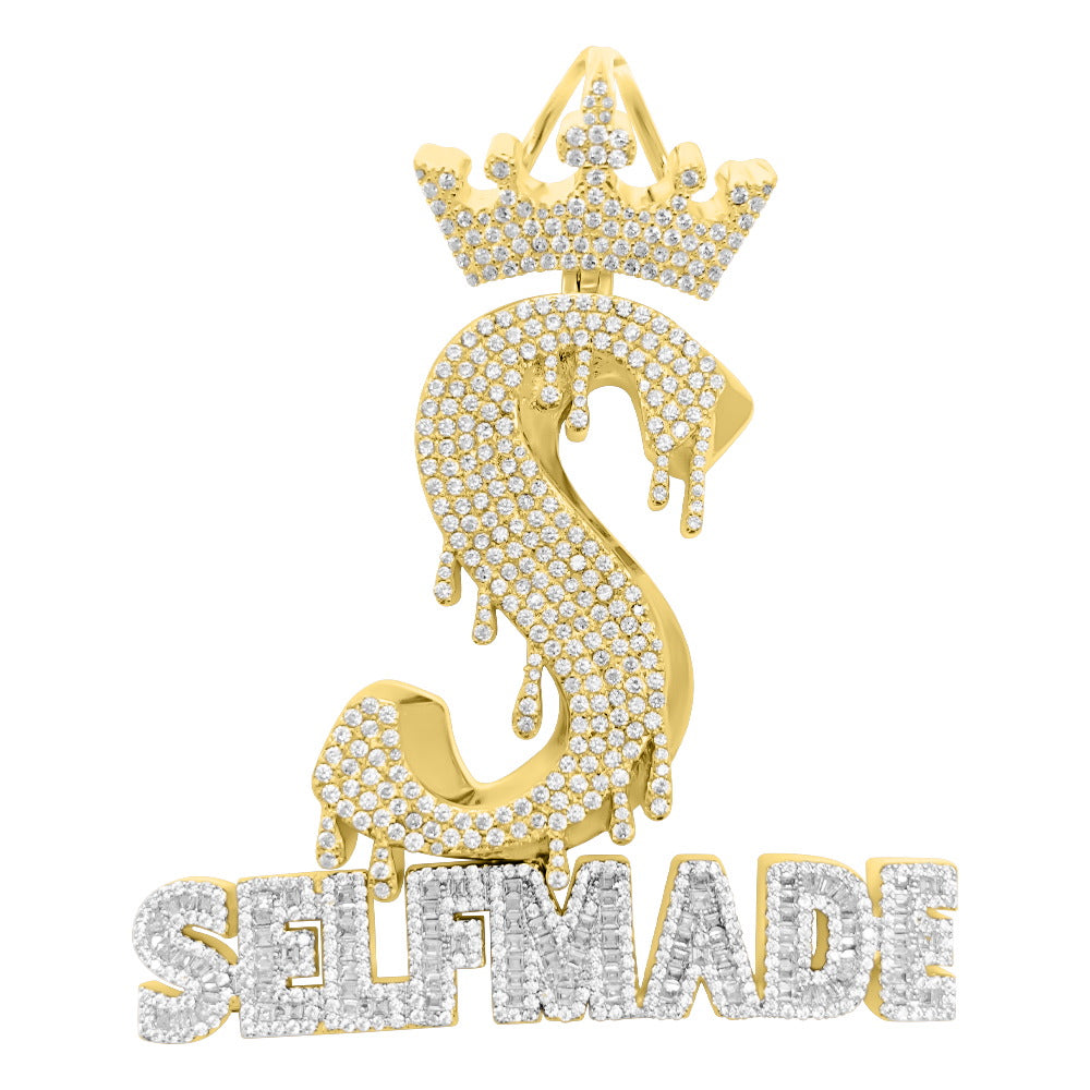 Self Made S Crown CZ Hip Hop Iced Out Pendant