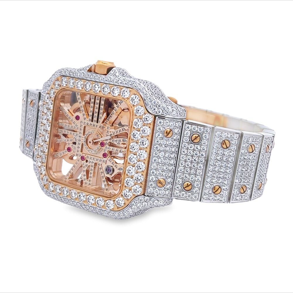 Skeleton Iced Out Baller Square CZ Bust Down Watch