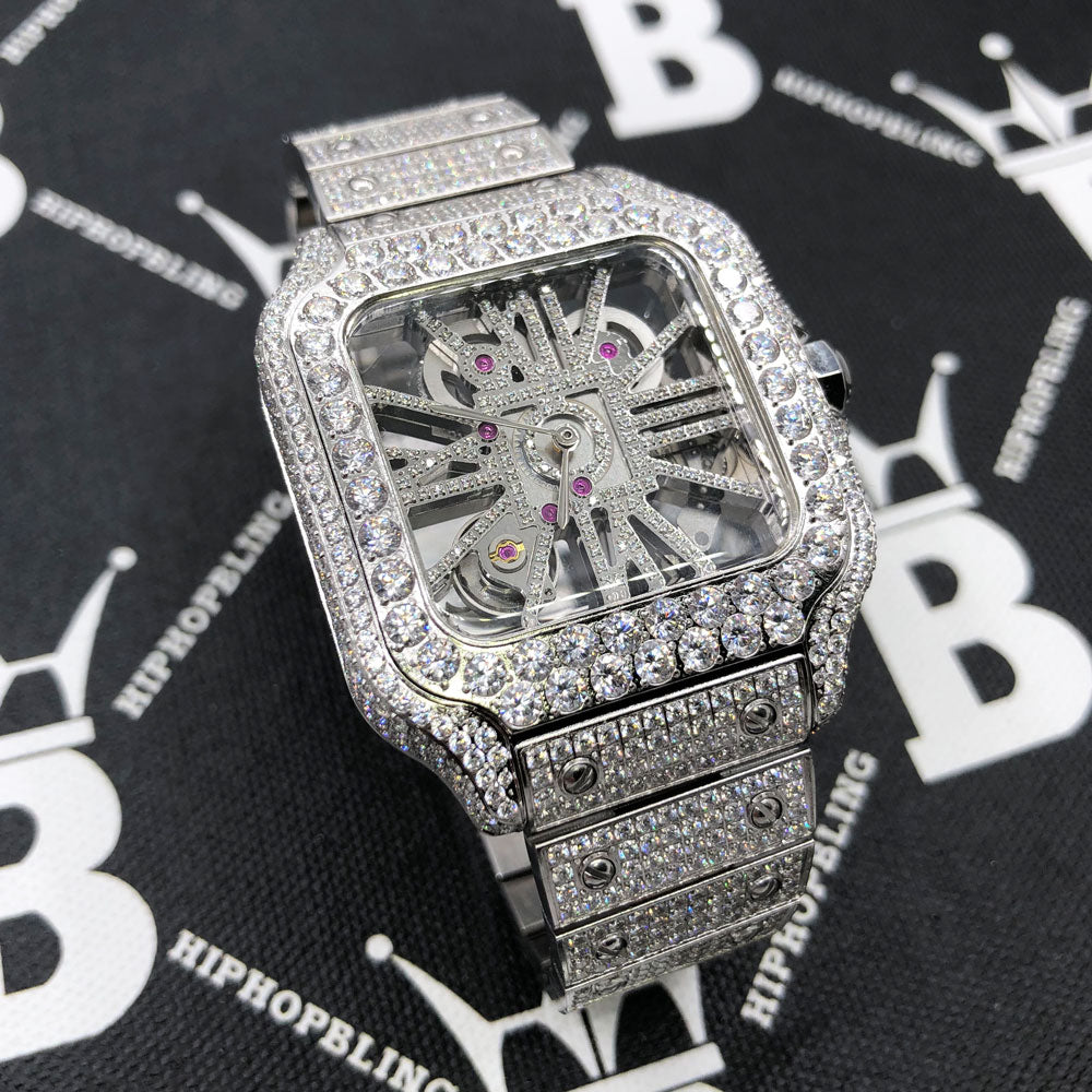 Skeleton Iced Out Baller Square CZ Bust Down Watch