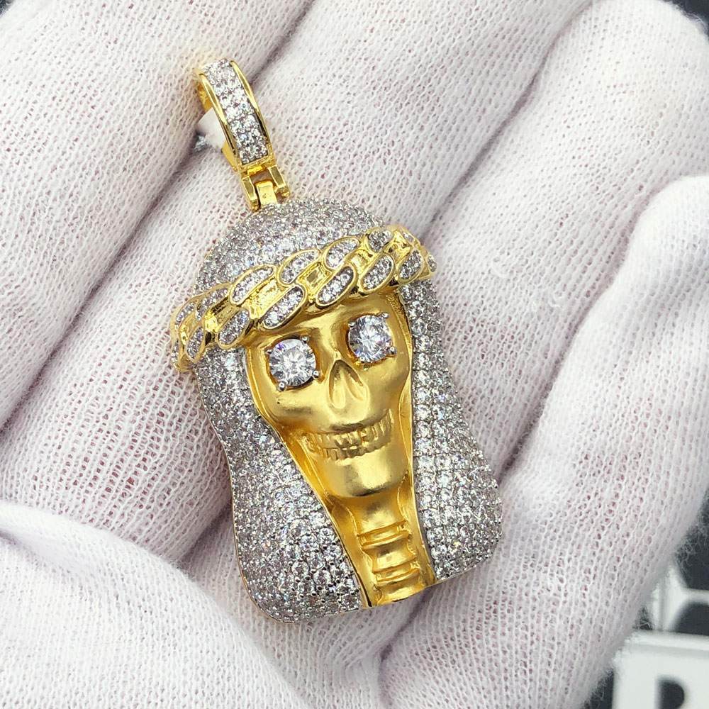 Solid Back Necklace Iced Out Pendant Jesus Big Circle Charms Real Gold  Plated Hip Hop Jewelry 2022 EA15N (Gold Color)