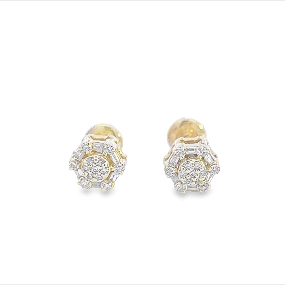 Small Baguette Hexagon Diamond Earrings .22cttw 10K Gold