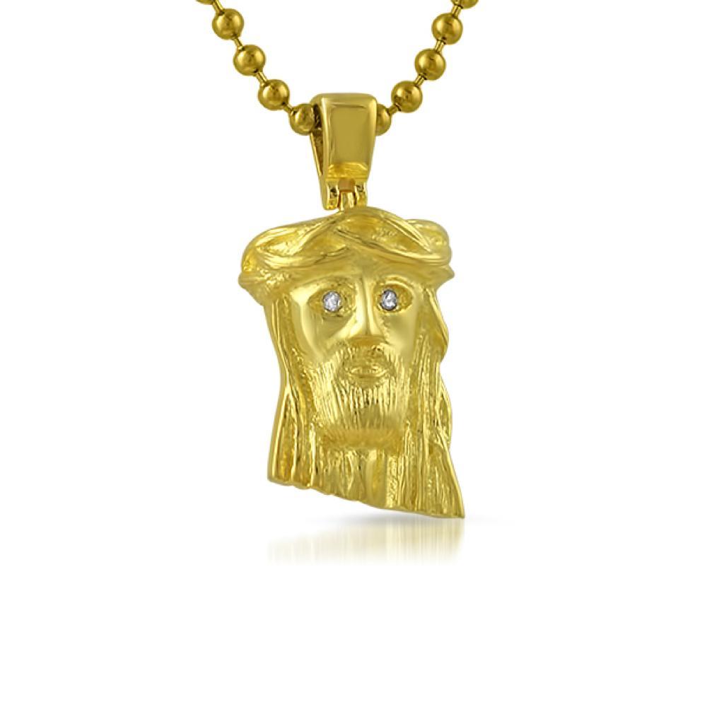VS Diamond Gold Nano Jesus Pendant .925 Sterling Silver