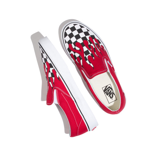 checkered flame vans slip ons