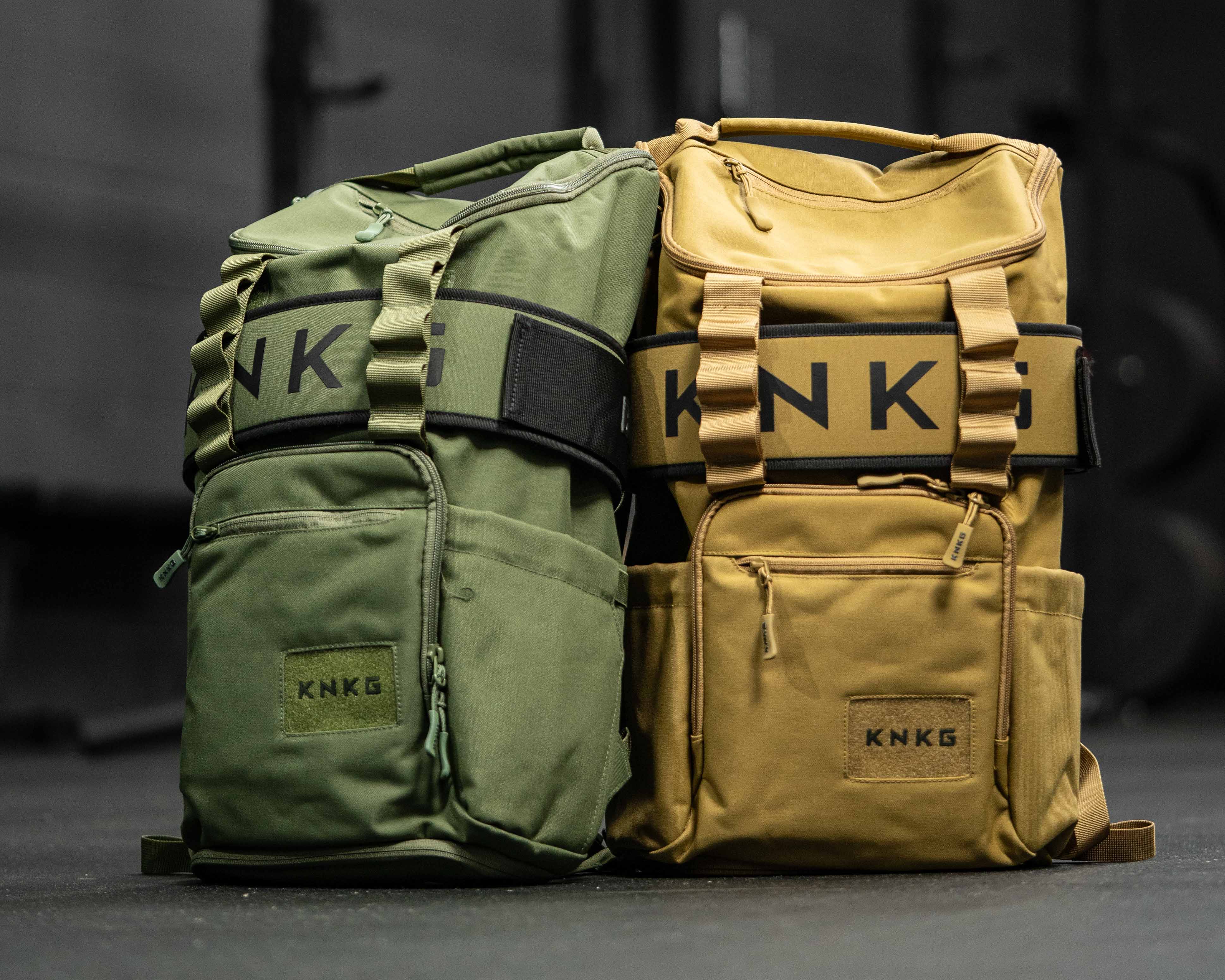 KNKG Core Backpack with weightlifting belt attached