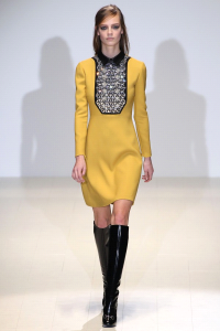 runway model wearing long and tall boots