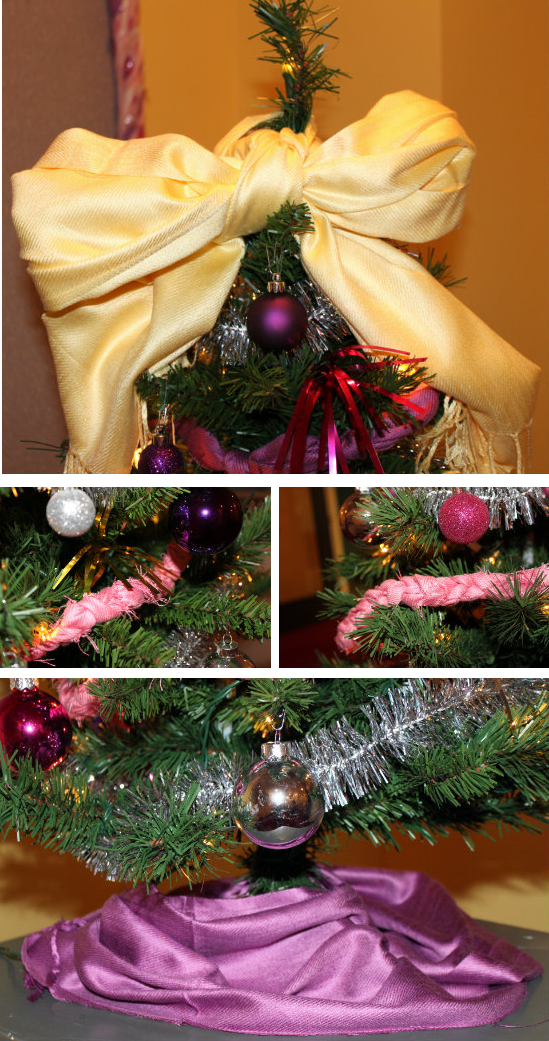 scarf-decorated holiday tree
