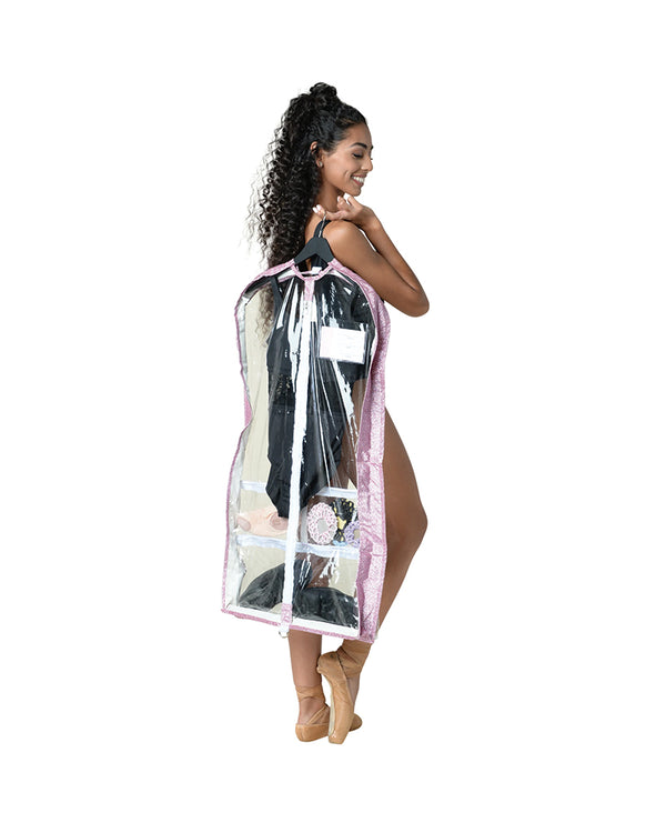 Pink Clear Garment Bag with Pockets Set, Visible Dance Costume Bags 38 for  Dance Competitions, Travel, Storage Closet, Suits, Children Dress, Coat,  with 4 Medium Zipper Pockets, 1 Large Zipper Pocket 