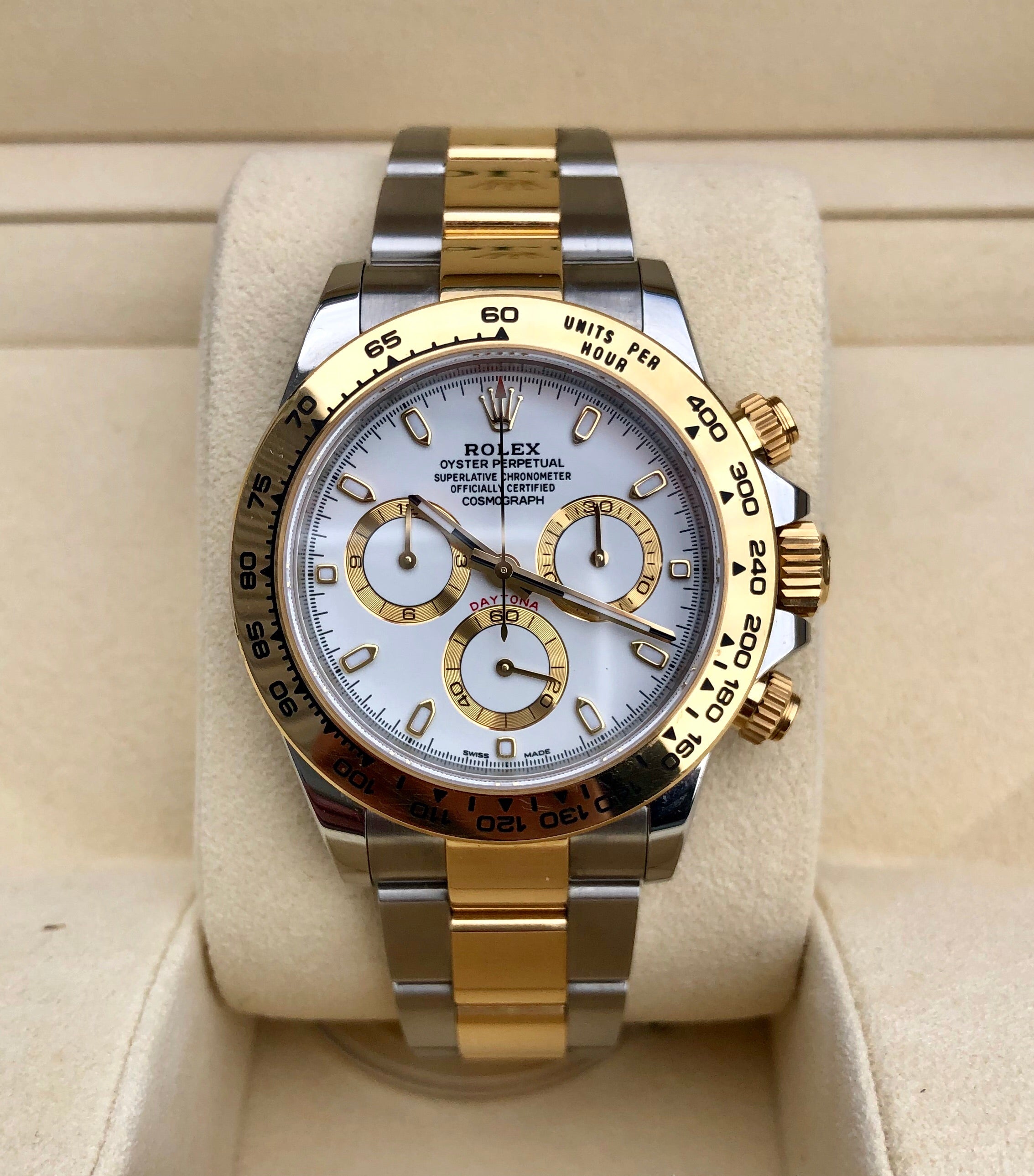 rolex daytona two tone white dial