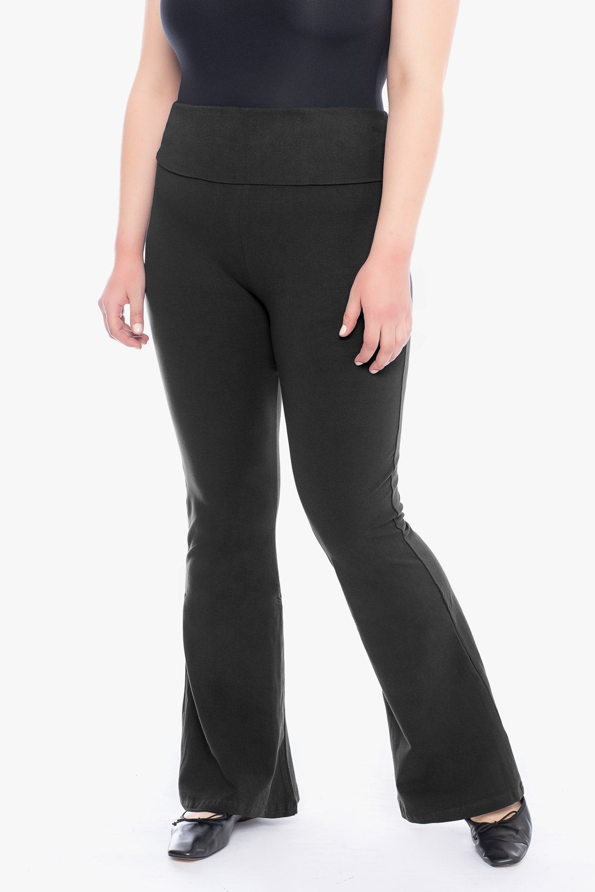 Wholesale USA Solid Cotton Plus Size Flare Yoga Leggings