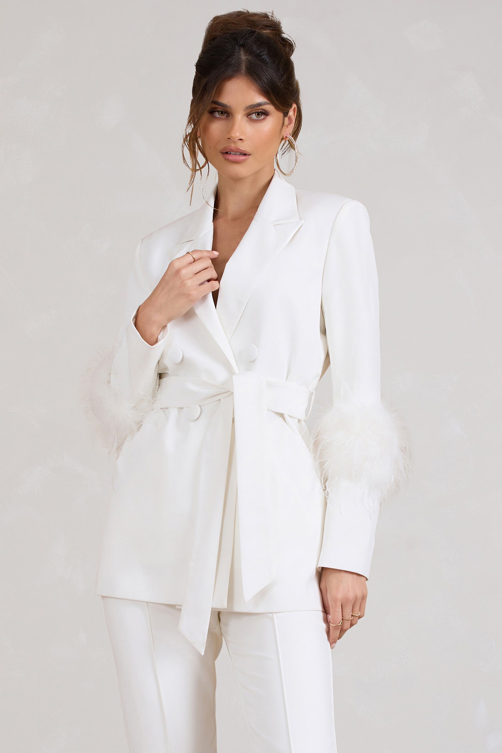 Buy FEATHER-DETAIL PINK SINGLE-BREASTED BLAZER for Women Online in India