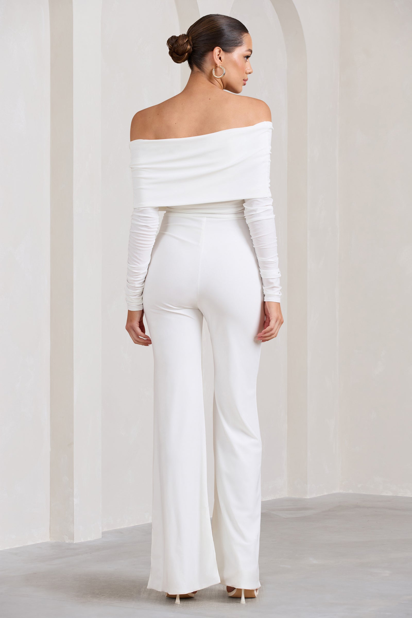 First Class White Bandeau Feather Wide Leg Jumpsuit – Club L London - USA