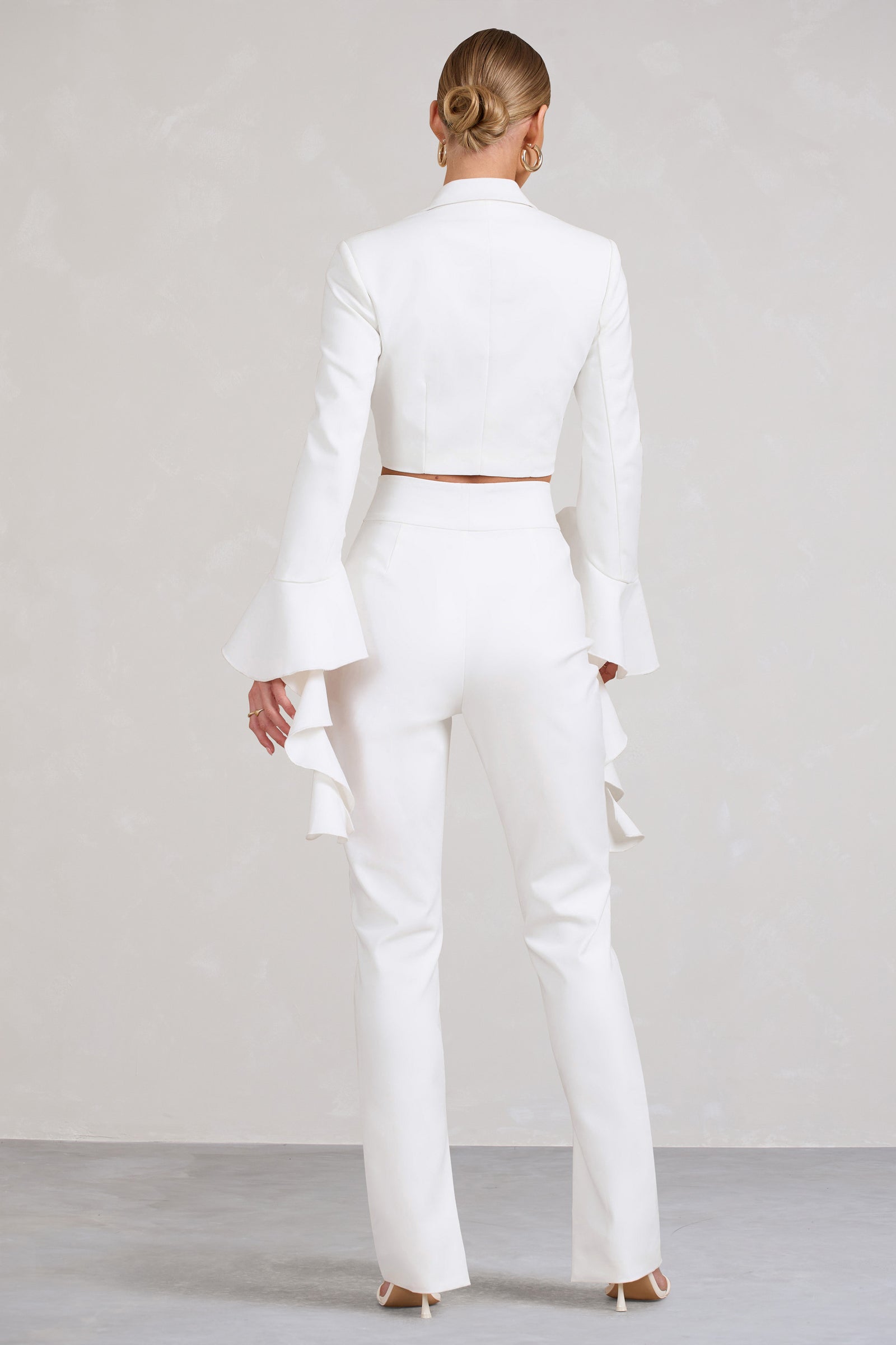 Ada White Lace Overlay Flared Trousers – Club L London - UK