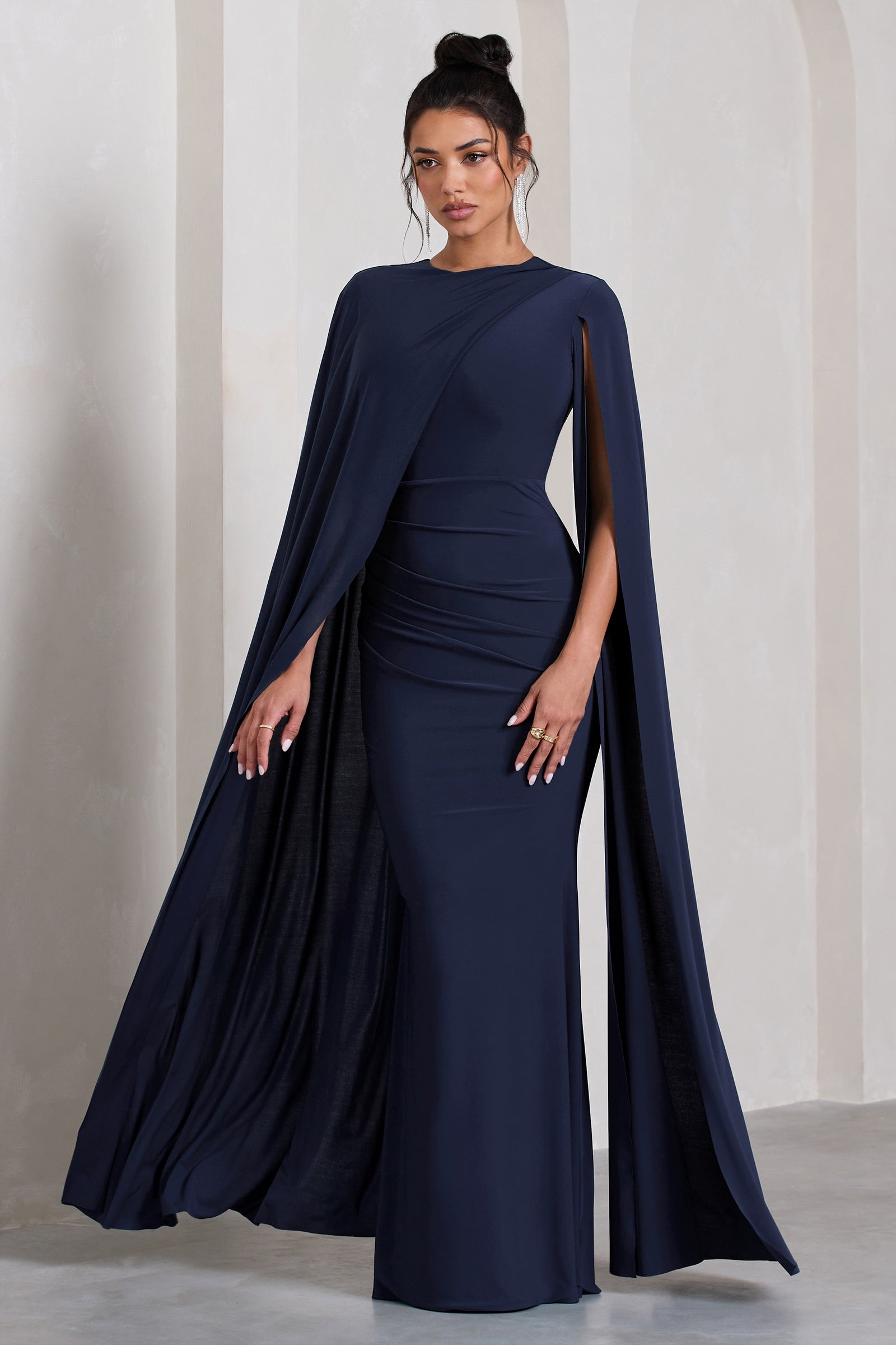 Dresses | Compact Viscose Cape Maxi Dress | KarenMillen