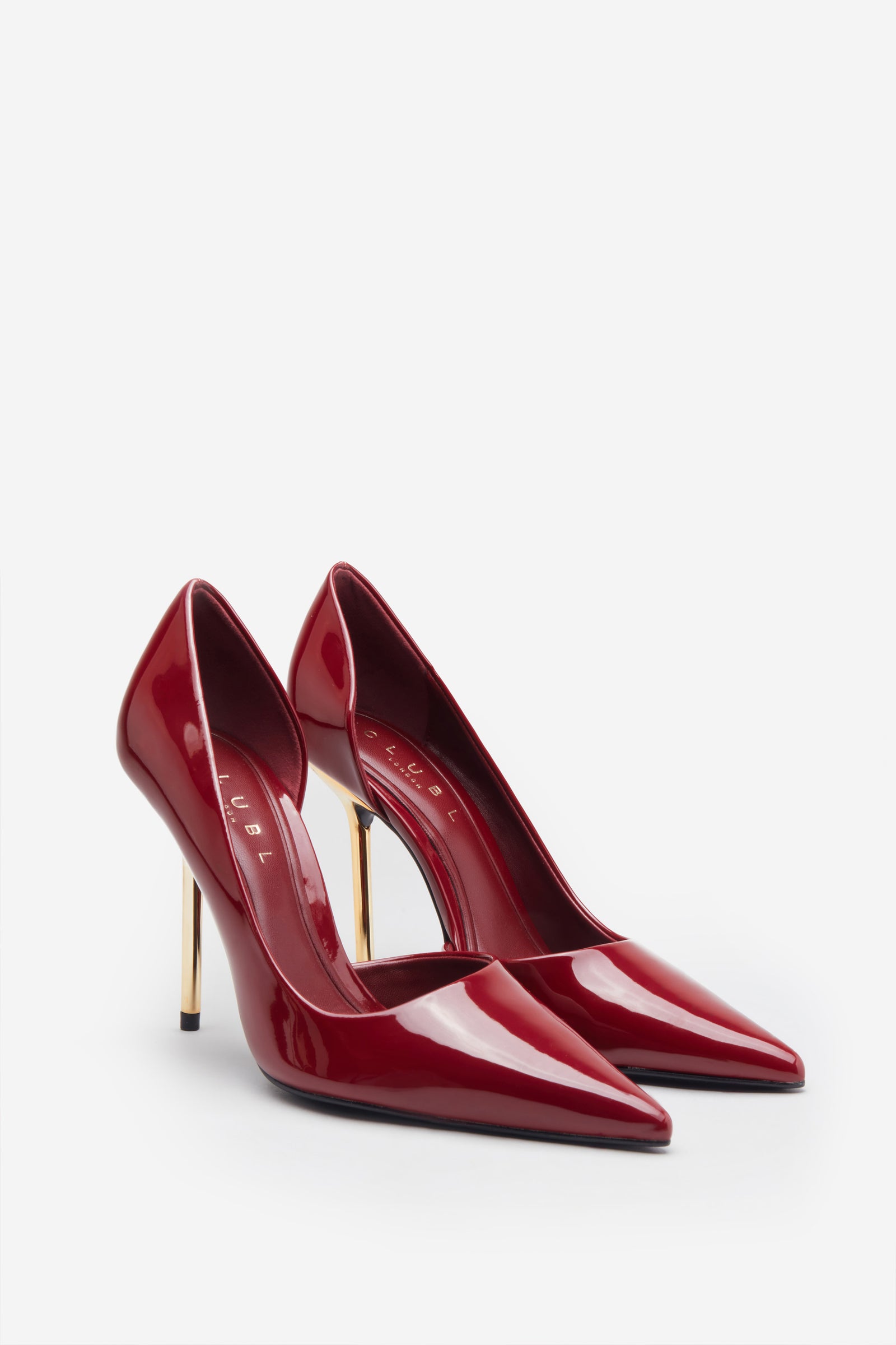 Red sales metallic pumps