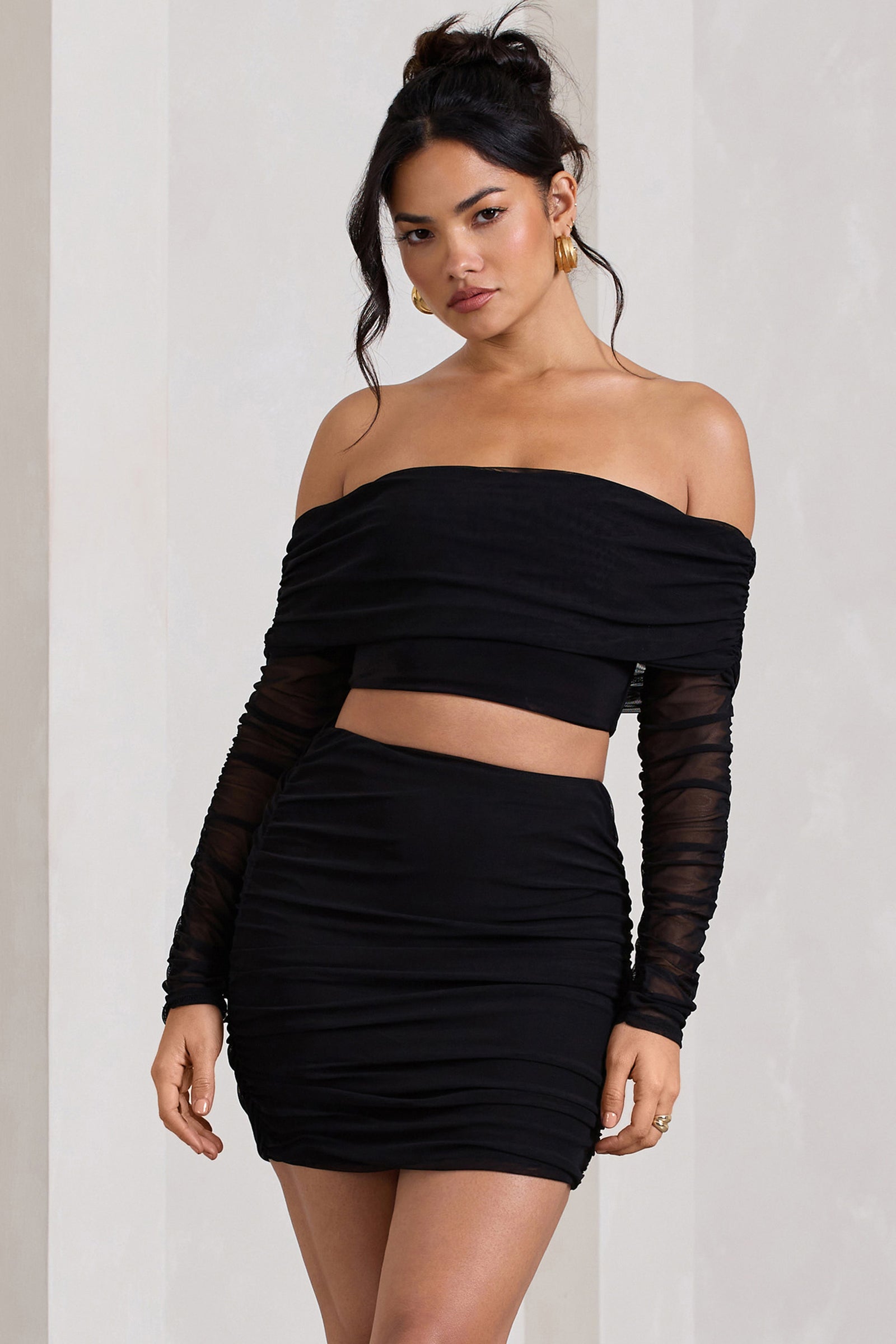 Dream Daze, Black Feather Bandeau Crop Top