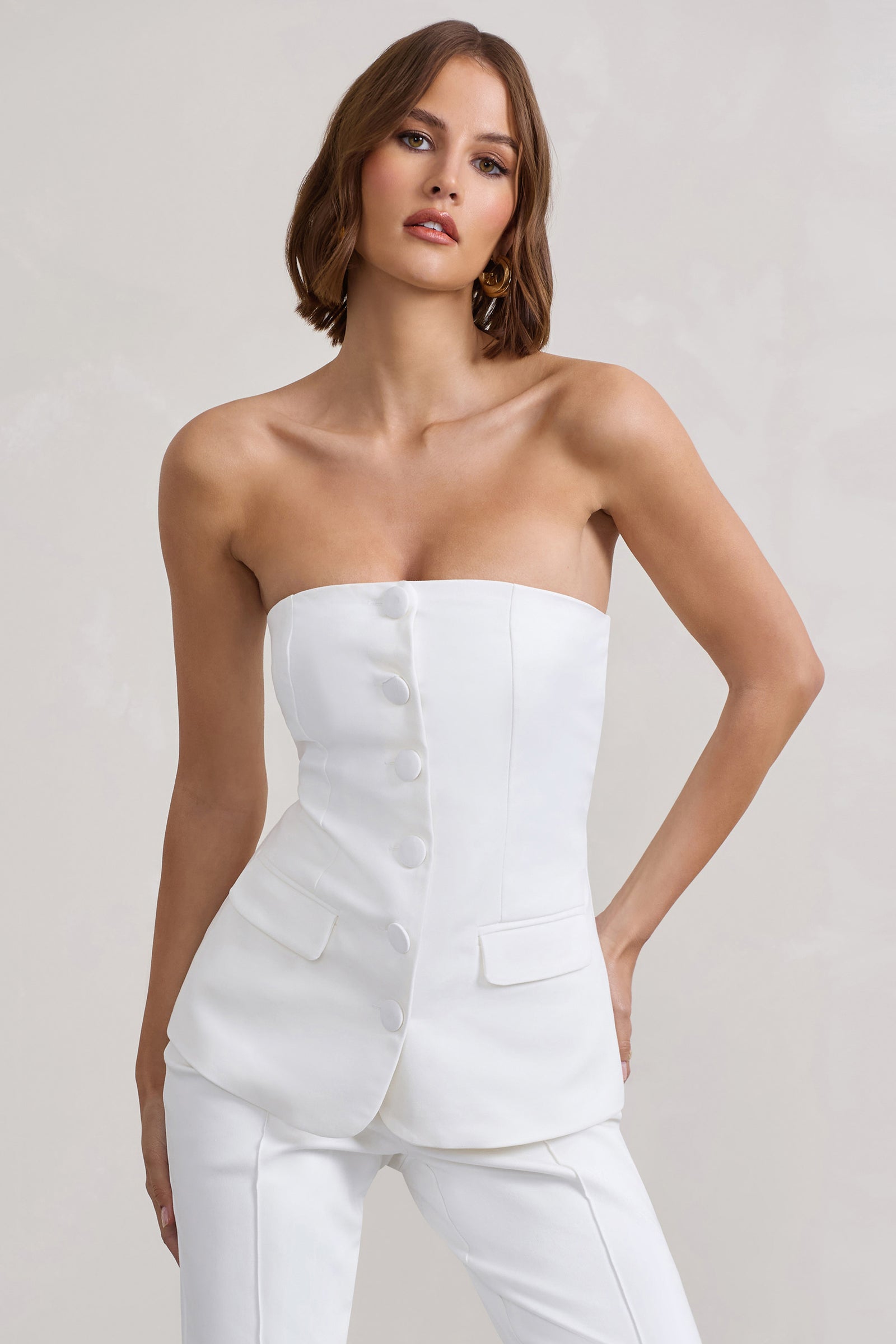 All About You White Feather Bandeau Corset Top – Club L London - UK