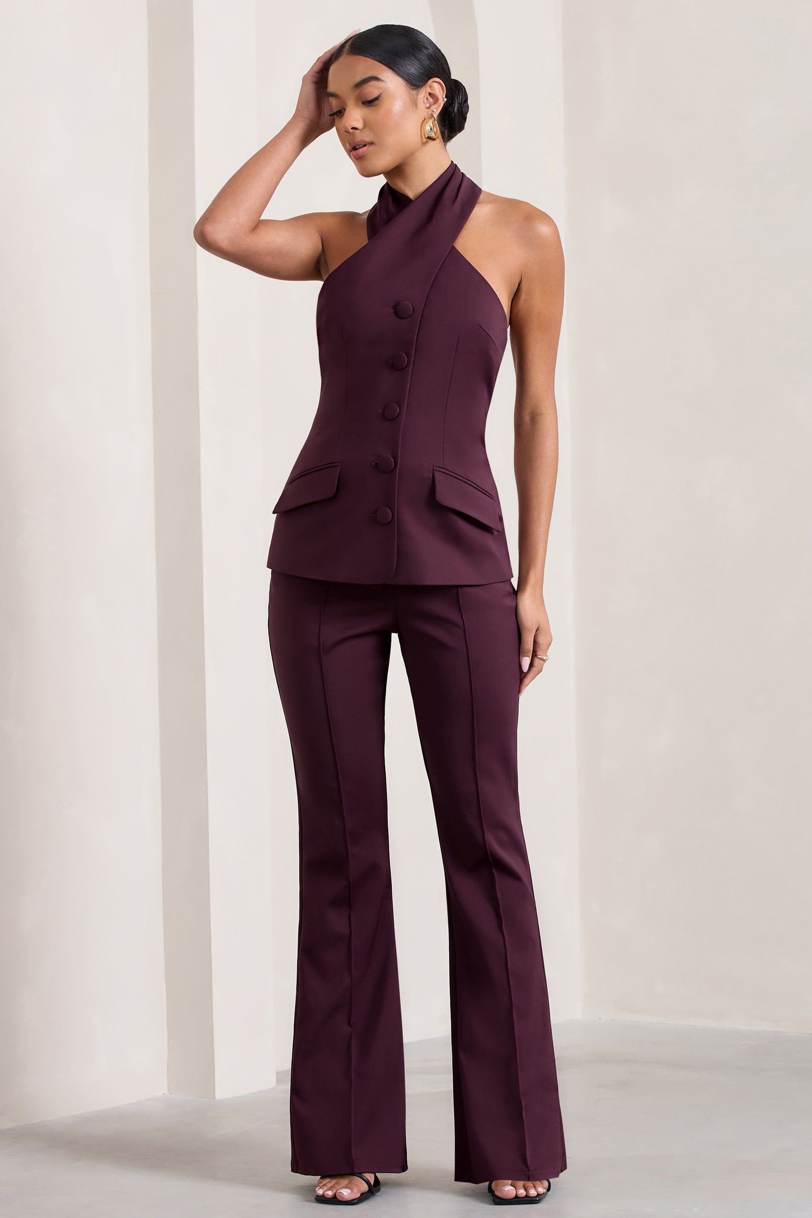 Kehlani Red High Waist Wide Leg Trousers – Club L London - UK