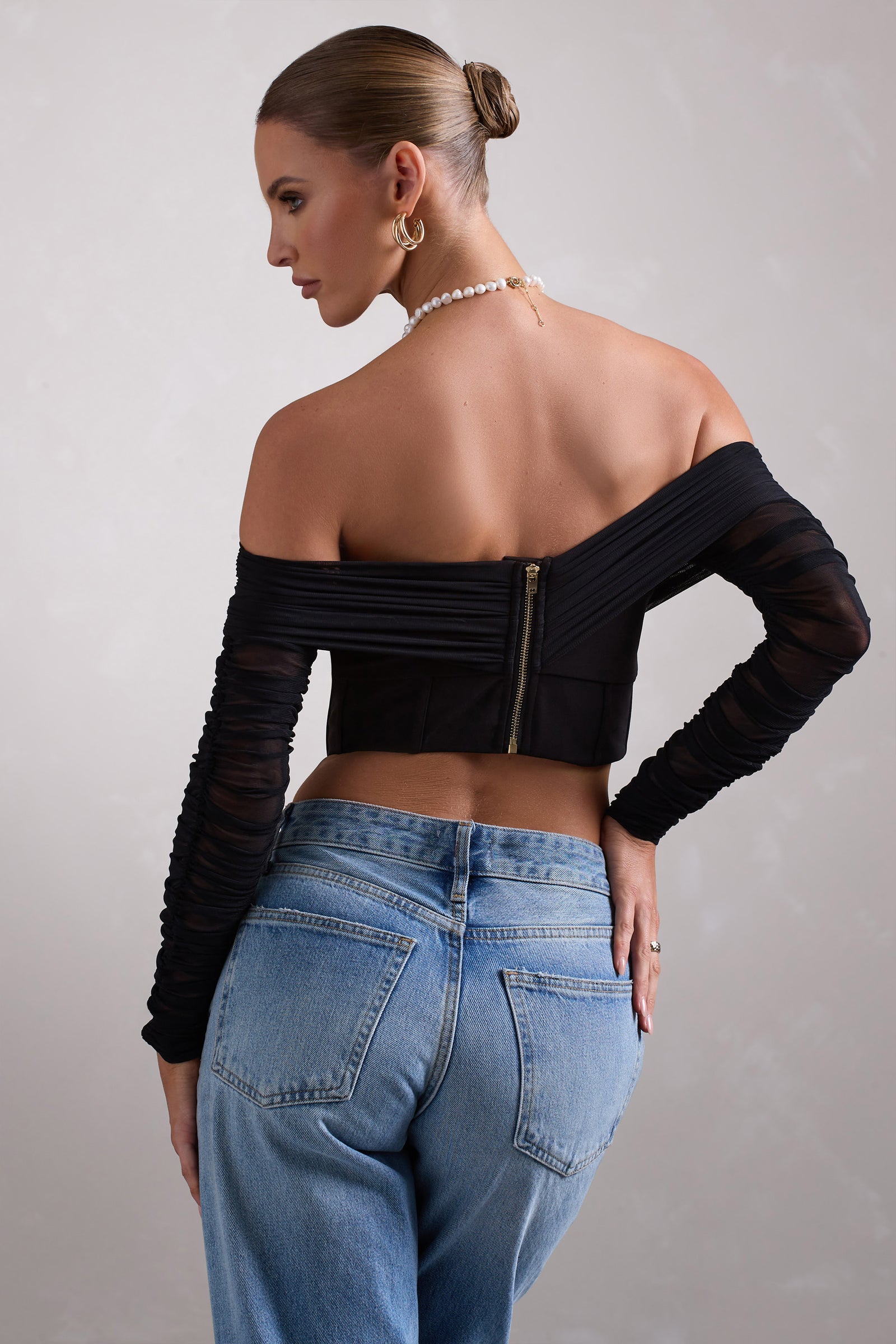 Talk That Talk Black Strapless Split Bandeau Top – Club L London - UK