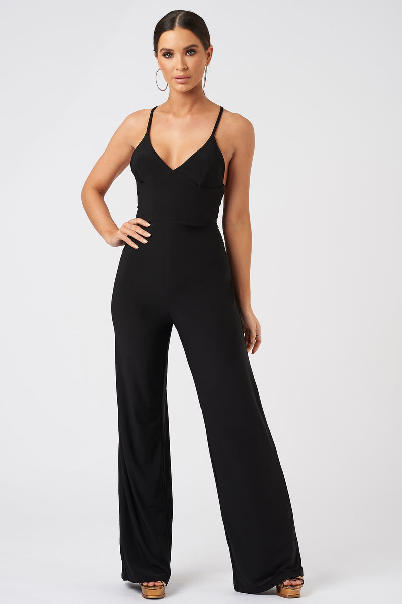 Black Strappy Cross Back Wide Leg Ju