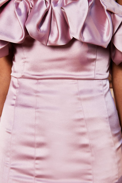 dusky pink bardot dress