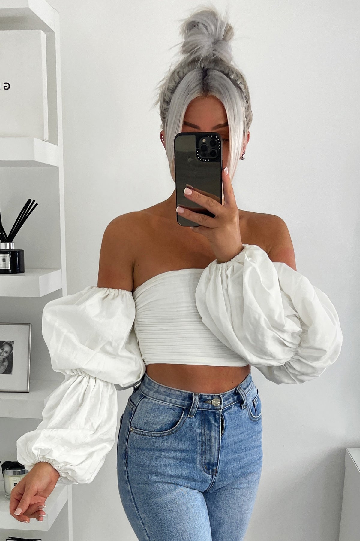 bardot white crop top