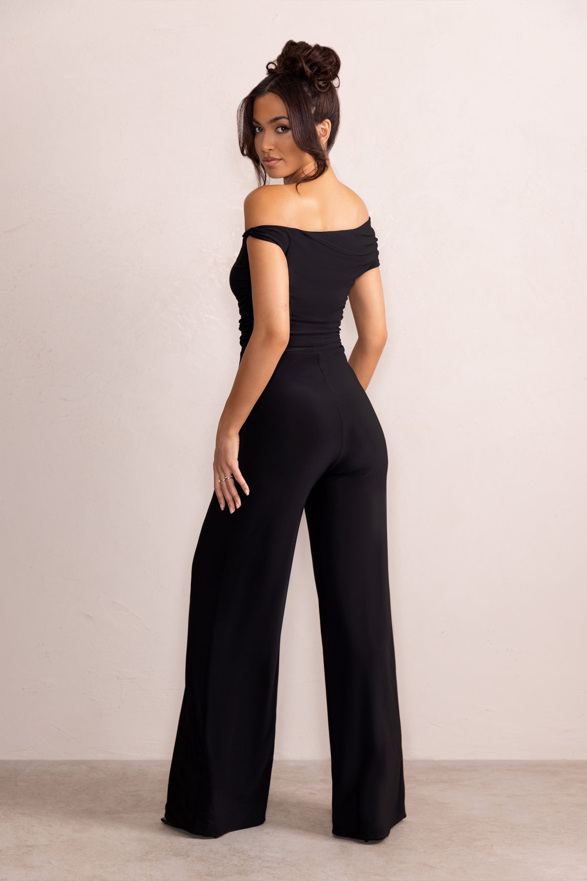 lipsy black one shoulder asymmetric jumpsuit