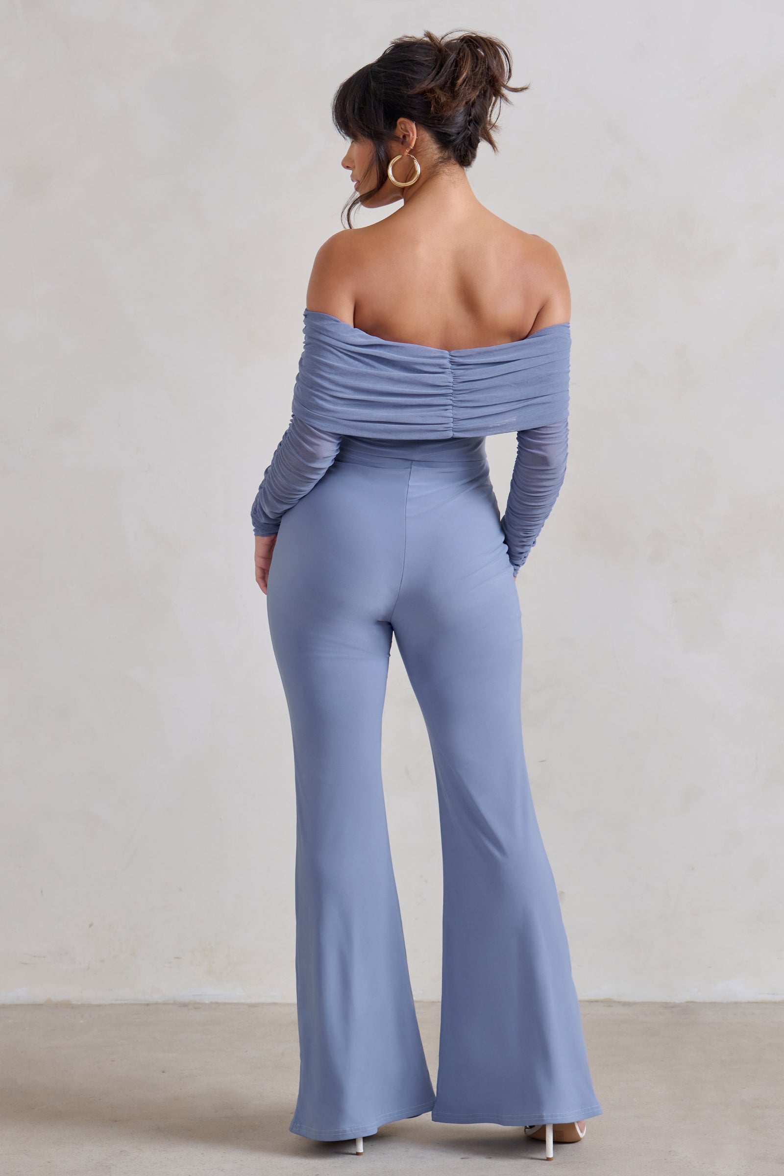 Maddie White Backless Halter Neck Ruched Jumpsuit – Club L London - UK