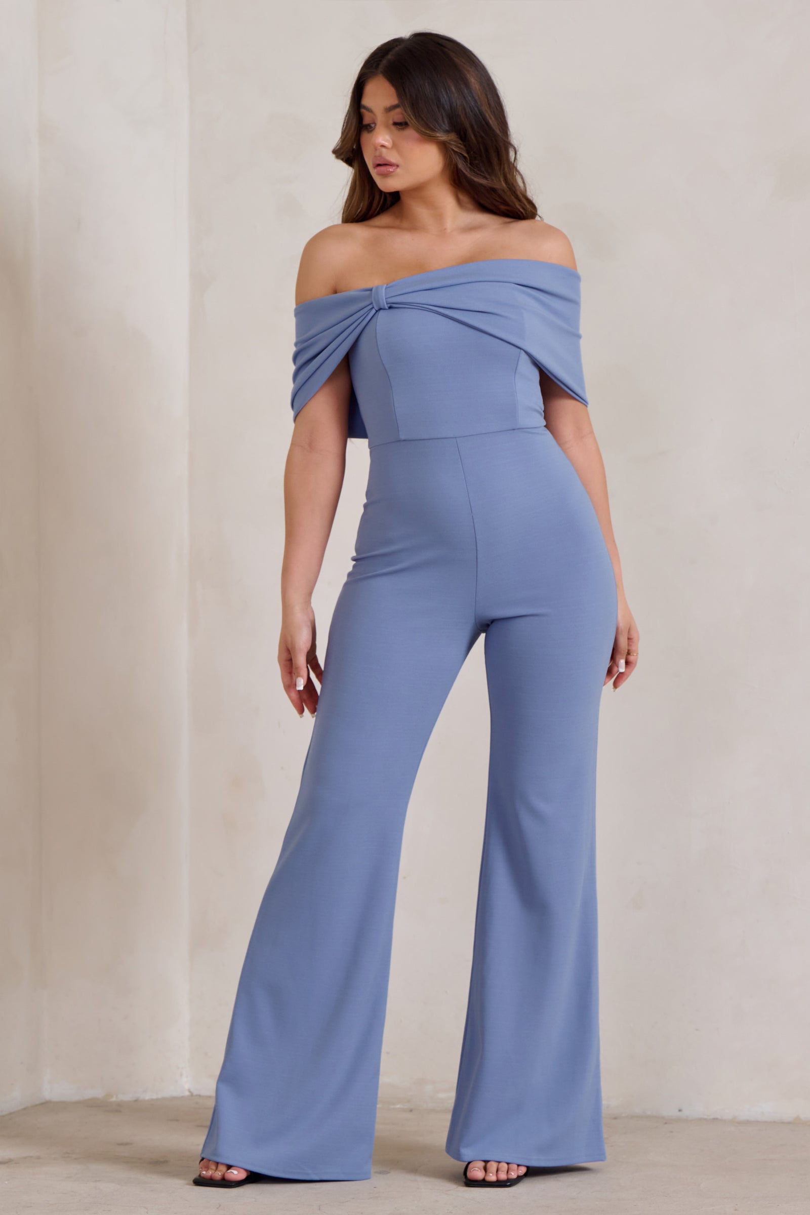 Whisper White Ruched Mesh Bardot Jumpsuit – Club L London - USA