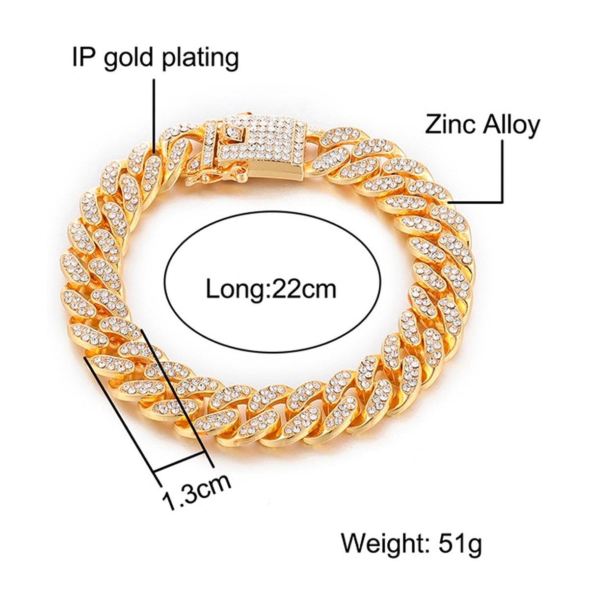 Hip Hop Jewelry Gold Bracelet Iced Out Jewelry Miami Bracelets Bangle For  Women