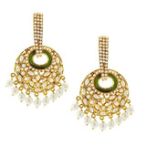Green Gold Plated Meenakari Pearl Large Jhumki Earring For Women