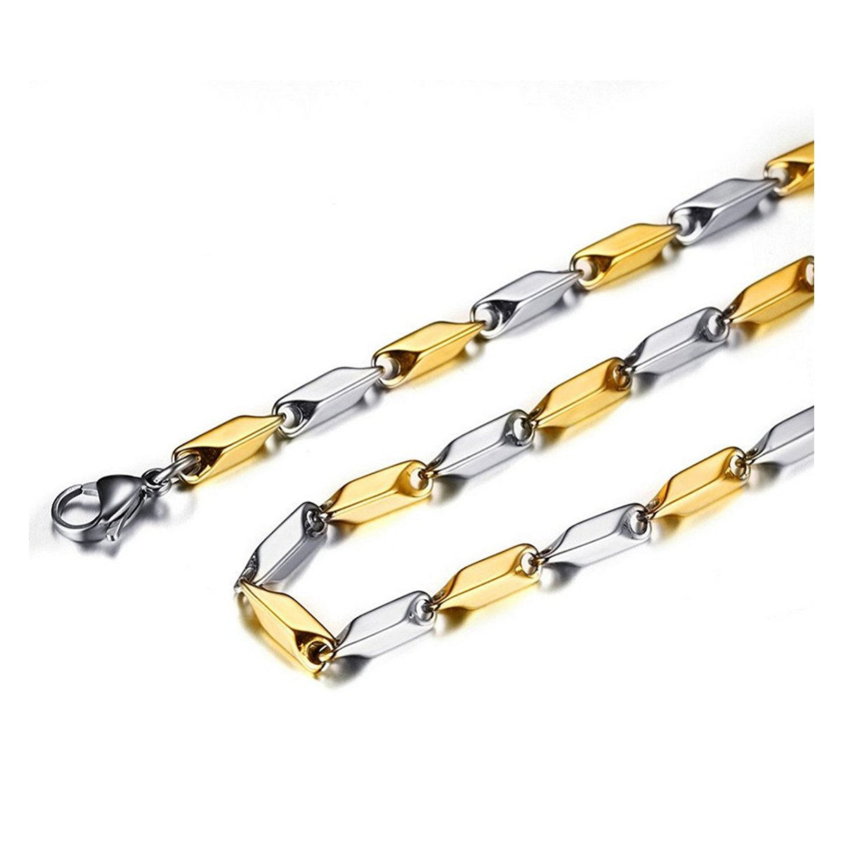 Italian 316L Stainless Steel Slim Light Weight Two Tone Chain Men ...