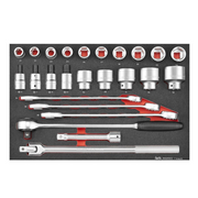 Teng Tools 25 Piece 3/4 Inch Drive Metric 6 Point Socket & Combination Wrench Set (19mm to 50mm) - TTESK25