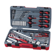 Teng Tools 95 Piece 1/4 & 1/2 Inch Drive Metric Regular/Shallow & Deep Socket & Tool Set - TM095